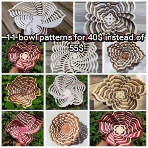 11 bowl patterns for bowl laser cutting and bowl scroll saw cutting