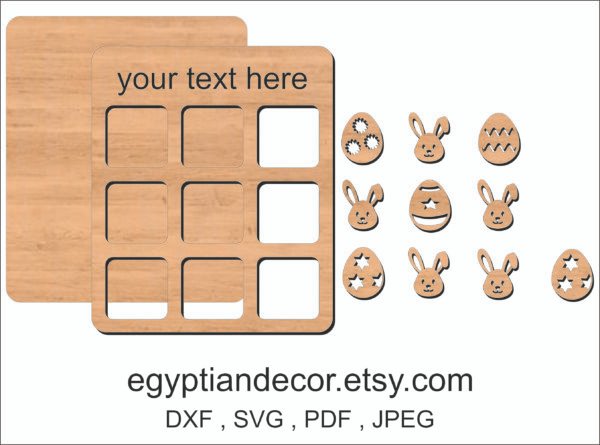 Easter tic tac game laser cutting file  k147 SVG - Image 3