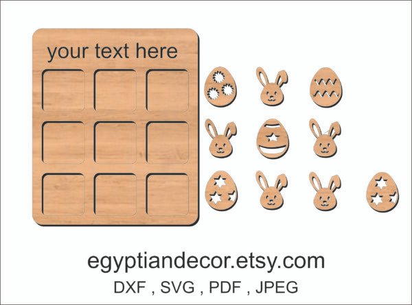 Easter tic tac game laser cutting file  k147 SVG - Image 2