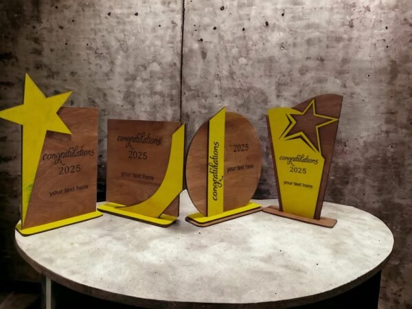 4 Different Designs Awards Trophy Laser Cut Bundle, Glowforge Laser Cut File, Wooden Award SVG File, Laser Cutting ( 3,4,6 mm material )k003