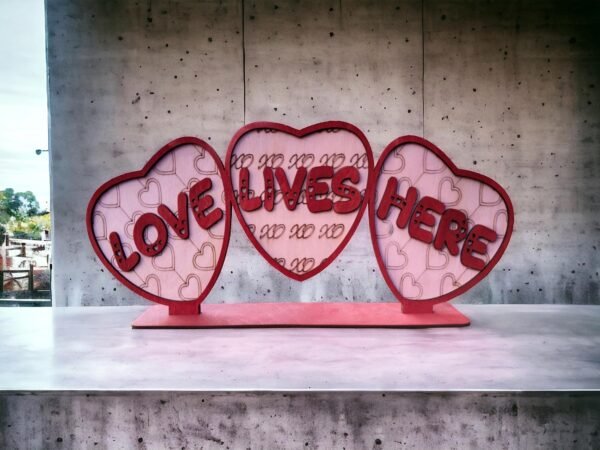 Love lives here svg laser file , valentine's gift pattern, Heart wall decor, wife gift pattern, Scroll saw pattern, Laser cut DXF k036